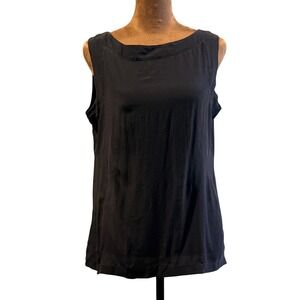 Studio Michelle Stuart Silk Blouse Womens L Gray Sleeveless Boat Neck Timeless